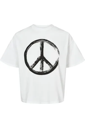 American Dreams Femme, Tops, Blanc, Taille: 40 FR Tee-shirt Blanc Peace en Coton