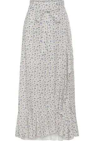 American Dreams Femme, Jupes, Gris, Taille: 40 FR Jupe Portefeuille Bleue à Fleurs