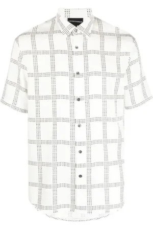Emporio Armani Homme, Chemises, Blanc, Taille: M Chemise à Manches Courtes en Lyocell avec Logo