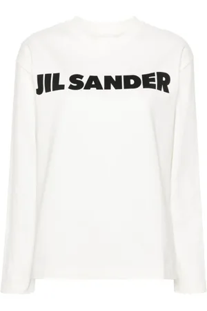 Jil Sander Femme, Tops, Blanc, Taille: 38 FR T-shirt Blanc en Coton avec Logo Imprimé