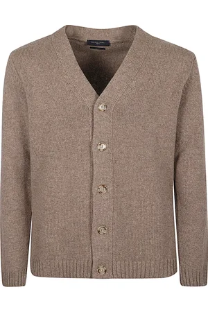 Daniele Fiesoli Homme, Pulls, Brun, Taille: L Cardigan en mérinos boutonné