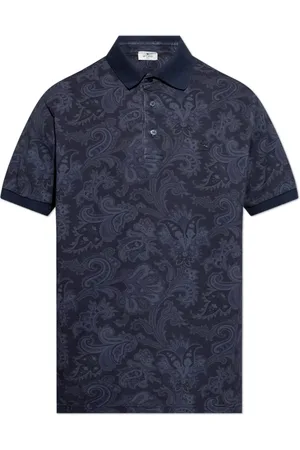 Etro Homme, Tops, Bleu, Taille: XL Polo en coton avec motif décoratif