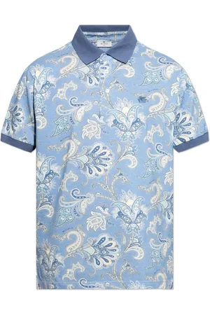 Etro Homme, Tops, Bleu, Taille: M Polo en coton avec motif décoratif