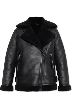 AllSaints Femme, Vestes, Noir, Taille: 42 FR Shearling Coat Sola
