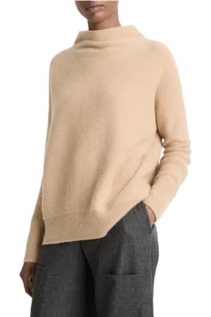 Vince Femme, Pulls, Brun, Taille: 38 FR Pull en Cachemire à Col Montant