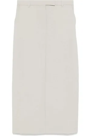 OFFICINE GENERALE Femme, Jupes, Gris, Taille: 38 FR Jupe Grise en Laine avec Passants pour Ceinture