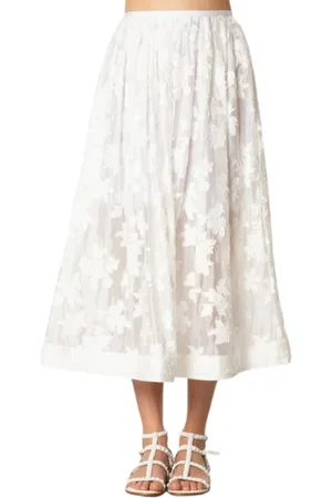 Beatrice B Femme, Jupes, Blanc, Taille: 36 FR Jupe à inserts floraux - Blanc