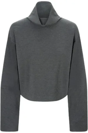 Staud Femme, Pulls, Gris, Taille: 40 FR Haut en Ponte Gris Heather avec Manches Sculpturales