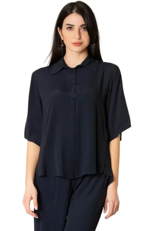 Beatrice B Femme, Blouses et Chemises, Bleu, Taille: 38 FR Chemise à Manches Courtes en Cupro - Bleu