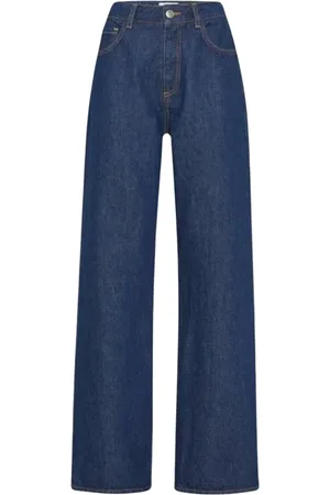 MVP Wardrobe Femme, Jeans, Bleu, Taille: 36 FR Pantalon en denim à taille haute et jambes larges