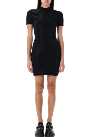 Alexander Wang Femme, Robes, Noir, Taille: 40 FR Robe Noire Crystal Hotfix Style Élégant