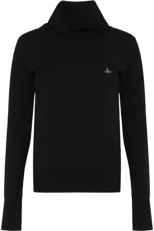 Vivienne Westwood Femme, Pulls, Noir, Taille: 36 FR Pull à col roulé en laine vierge côtelée