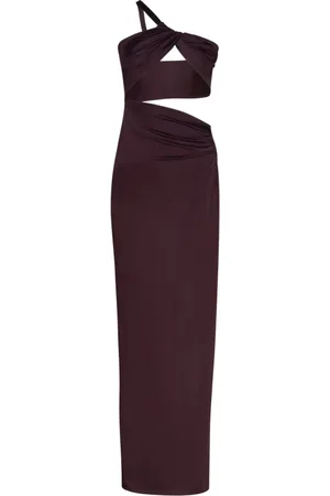 CIRCUS HOTEL Femme, Robes, Brun, Taille: 36 FR Robe à une épaule découpée en Café