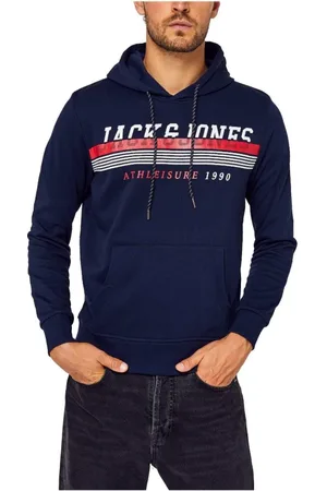 JACK & JONES Homme, Sweatshirts et sweats à capuche, Bleu, Taille: S Sweat à Capuche avec Logo