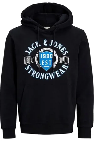 JACK & JONES Homme, Sweatshirts et sweats à capuche, Noir, Taille: M Sweat à capuche en denim avec logo