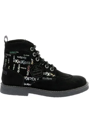 Kickers Femme, Chaussures, Noir, Taille: 37 EU Bottillons Légendaires en Cuir Lacés