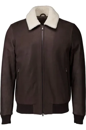BARBA Homme, Vestes, Brun, Taille: 2XL Veste en Cuir Marron Foncé Jackie
