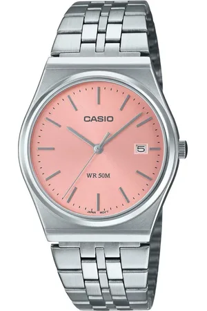 Casio Femme, Accessoires, Gris, Taille: ONE Size Montre en Acier Argent Quartz Analogique Rose