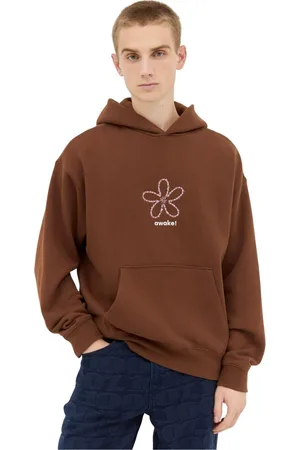 AWAKE NY Homme, Sweatshirts et sweats à capuche, Brun, Taille: M Sweat à capuche avec motif floral