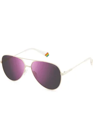 Polaroid Unisex, Accessoires, Violet, Taille: ONE Size Lunettes de Soleil en Métal Miroir Polarisé Blanc