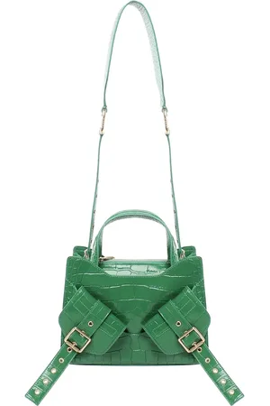 BIASIA Femme, Sacs, Vert, Taille: ONE Size Sac Vert avec Effet Crocodile et Poches Angulaires