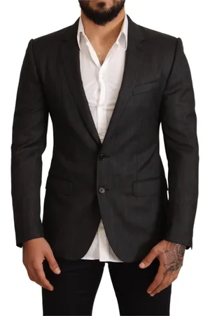 Dolce & Gabbana Homme, Vestes, Gris, Taille: S Élégant Blazer Martini en Carreaux Gris