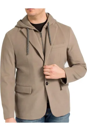 Emporio Armani Homme, Vestes, , Taille: 2XL Veste Capuche en Laine et Cachemire