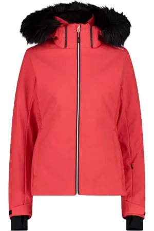 CMP Femme, Vestes, Rouge, Taille: 44 FR Manteau dHiver Rouge avec Fausse Fourrure