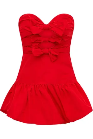 LOVESHACKFANCY Femme, Robes, Rouge, Taille: 38 FR Robe Woodlow Bow Mini
