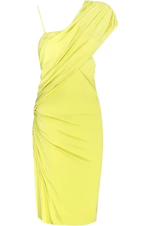 CIRCUS HOTEL Femme, Robes, Jaune, Taille: 36 FR Robe Jaune Une Épaule avec Ruchés sur les Côtés