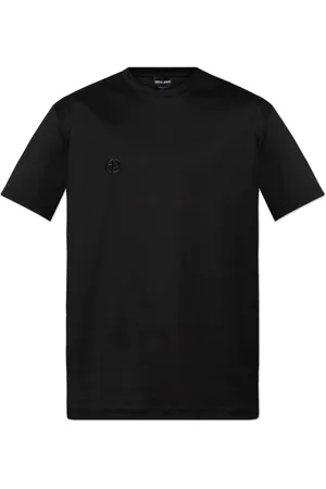 Giorgio Armani Homme, Tops, Noir, Taille: 2XL T-shirt avec logo