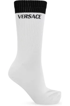 VERSACE Femme, Sous-vêtements, Blanc, Taille: S Chaussettes en coton avec logo