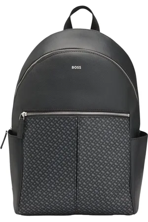 HUGO BOSS Homme, Sacs, Noir, Taille: ONE Size Sac à dos moderne en tissu enduit avec poche avant