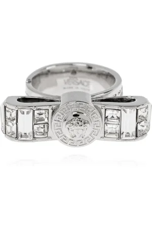 VERSACE Femme, Accessoires, Gris, Taille: 56 MM Bague avec cristaux chatoyants