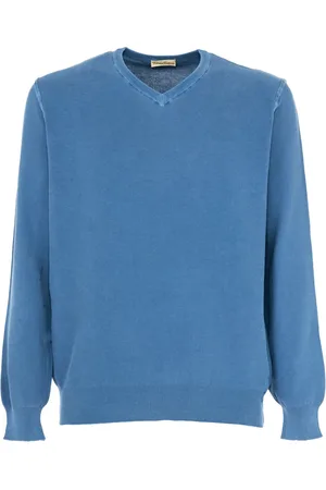 CASHMERE COMPANY Homme, Pulls, Bleu, Taille: L Pull Léger Col V Homme