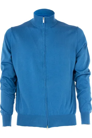CASHMERE COMPANY Homme, Sweatshirts et sweats à capuche, Bleu, Taille: L Pull à glissière pour homme