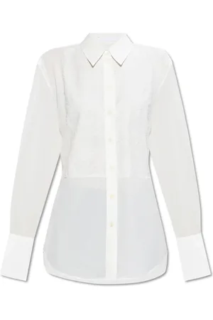 Helmut Lang Femme, Blouses et Chemises, Blanc, Taille: 40 FR Chemise avec empiècement en dentelle sur le devant