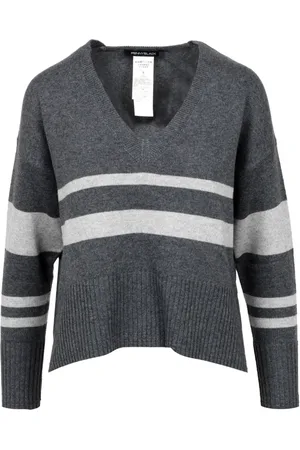 pennyblack Femme, Pulls, Gris, Taille: 42 FR Pull en laine à rayures avec col en V
