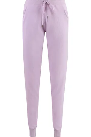Malo Femme, Pantalons, Violet, Taille: 38 FR Pantalon de survêtement en cachemire avec poignets côtelés