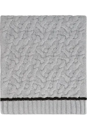 Malo Homme, Accessoires, Gris, Taille: ONE Size Écharpe en Cachemire Cable-Knit de Luxe