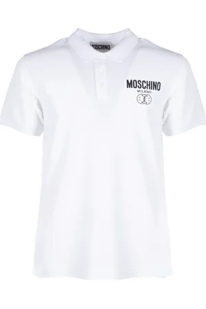 Moschino Homme, Tops, Blanc, Taille: XL Polo Double Smile Blanc