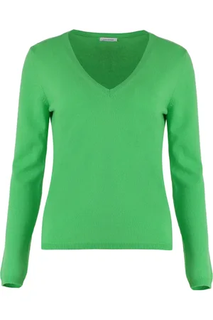 Malo Femme, Pulls, Vert, Taille: 36 FR Pull en Cachemire de Luxe avec Bords Côtelés