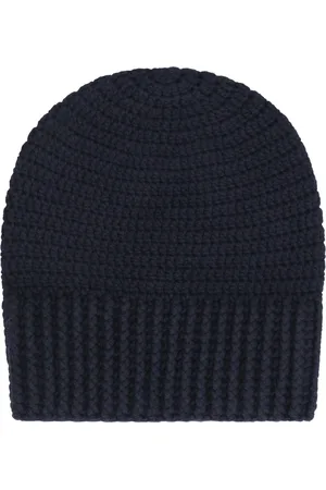 Malo Femme, Accessoires, Noir, Taille: ONE Size Bonnet en tricot de cachemire crocheté