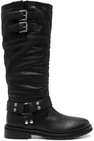 Twin-Set Femme, Chaussures, Noir, Taille: 37 EU Bottes mi-mollet en cuir noir