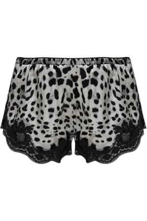 Dolce & Gabbana Femme, Vêtements de nuit et de détente, Noir, Taille: 40 FR Shorts de lingerie en soie avec motif animal