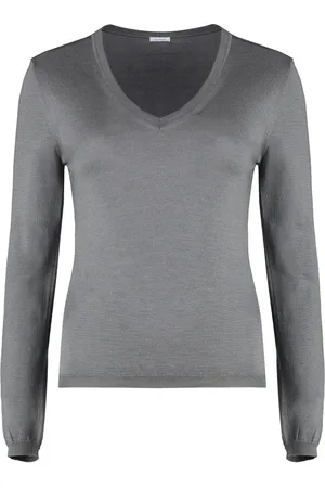 Malo Femme, Pulls, Gris, Taille: 36 FR Pull Luxueux en Cachemire et Soie
