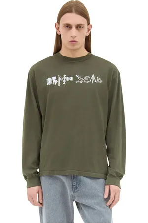 Brain Dead Homme, Sweatshirts et sweats à capuche, Vert, Taille: M T-shirt à Manches Longues Earth Wisdom avec Graphique