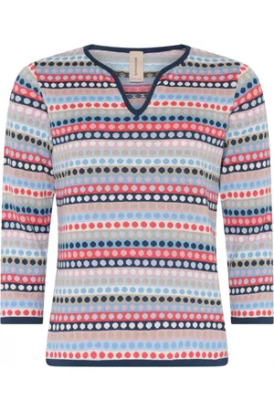 Skovhuus Femme, Pulls, Multicolore, Taille: 42 FR Pull à Pois à Manches 3/4 Bleu/Rose