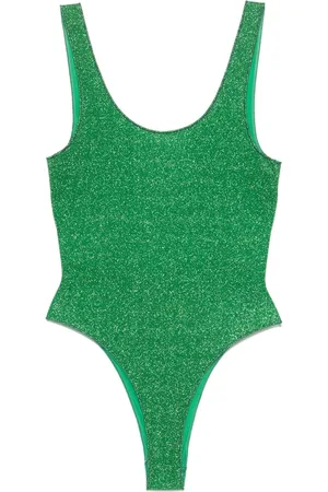 Oseree Femme, Maillots de bain, Vert, Taille: 42 FR Maillot de Bain Sportif Vert Lurex