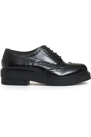 Strategia Femme, Chaussures, Noir, Taille: 37 1/2 EU Chaussures à Lacets en Cuir Noir Brogue